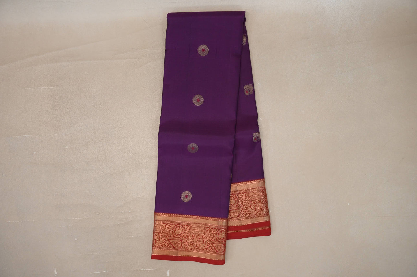 Online Deep Purple with Tomato Red Borders Soft Silk Saree
