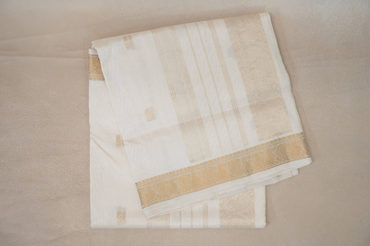 Cream Vegan Silk Cotton Saree
