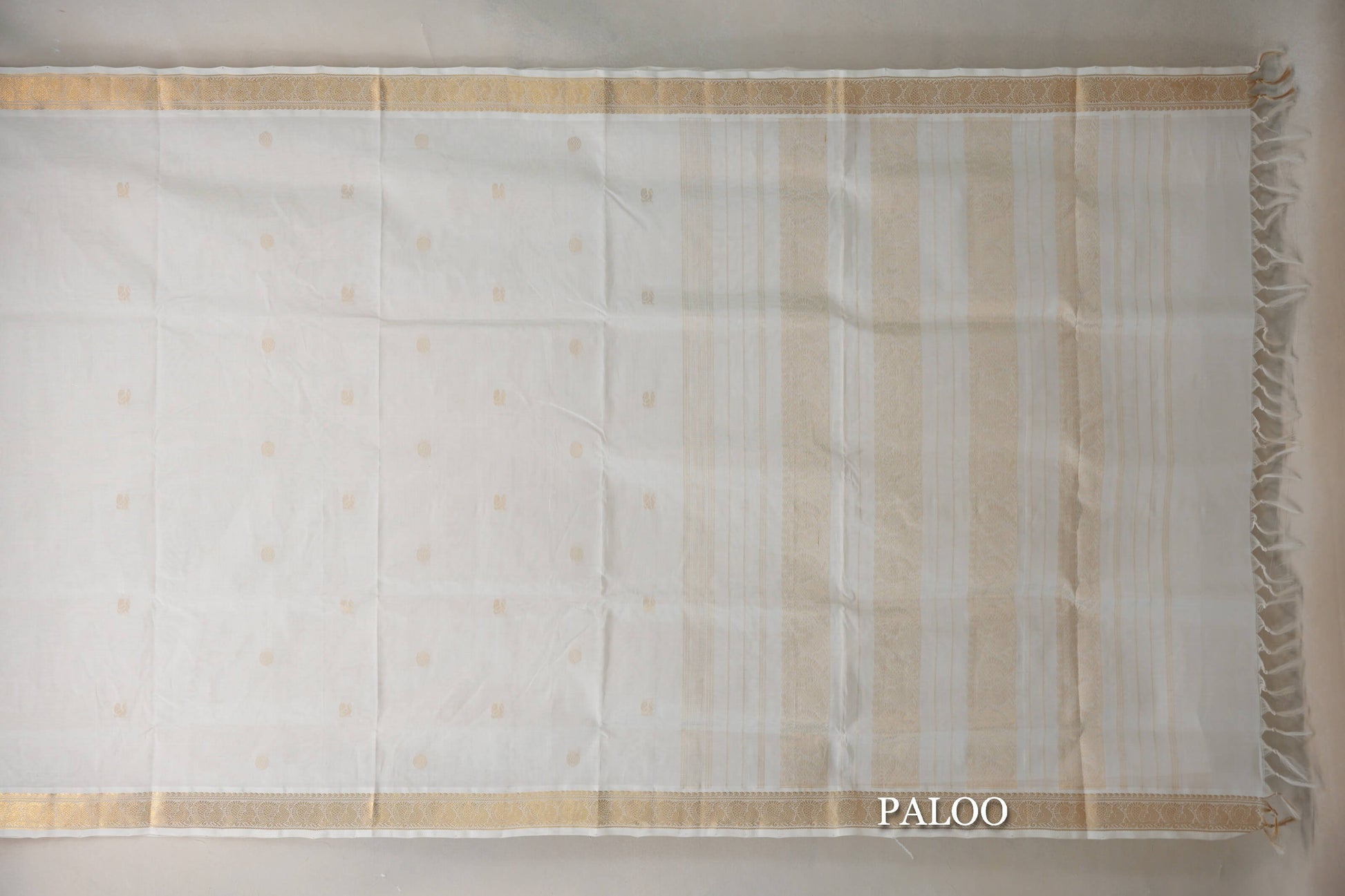 Cream Vegan Silk Cotton Saree paloo