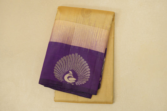 Sandal Beige Borders Light Weight Kanjivaram Silk Saree