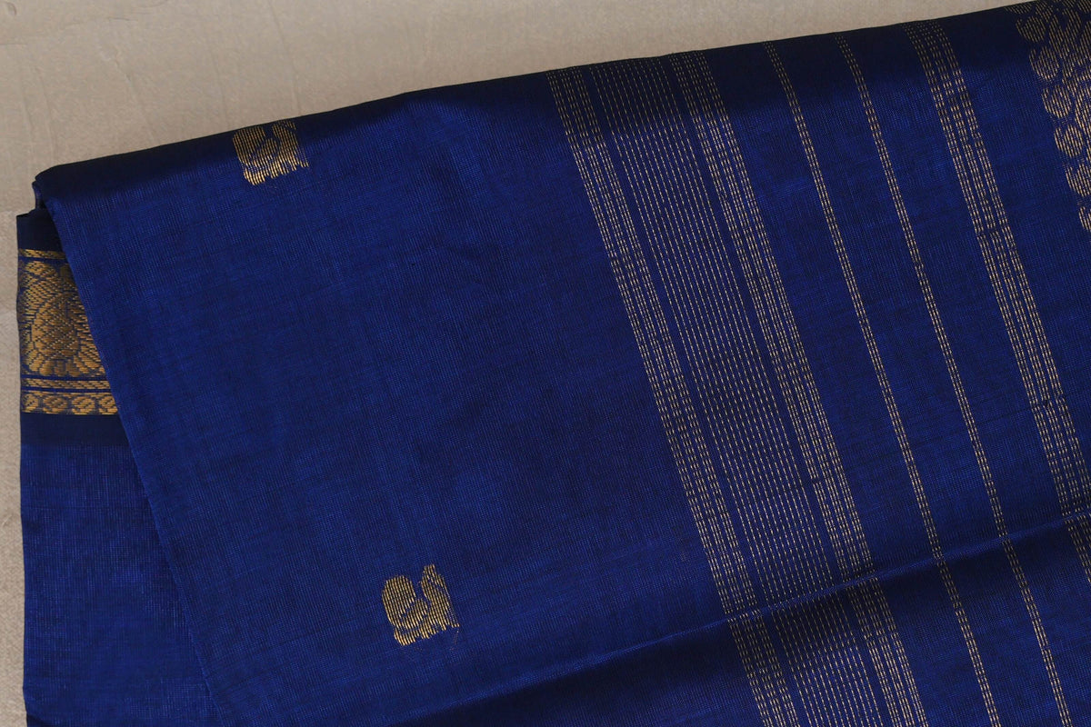 Deep Blue Vegan Silk Cotton Saree body