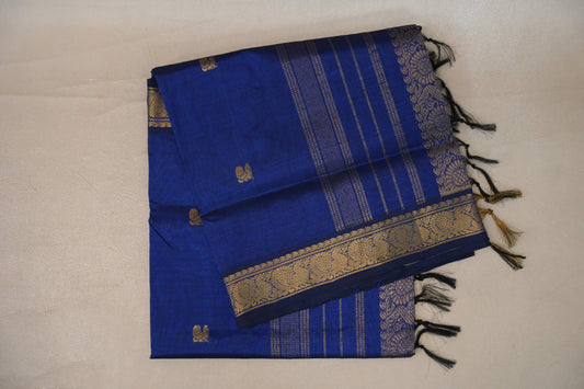 Deep Blue Vegan Silk Cotton Saree