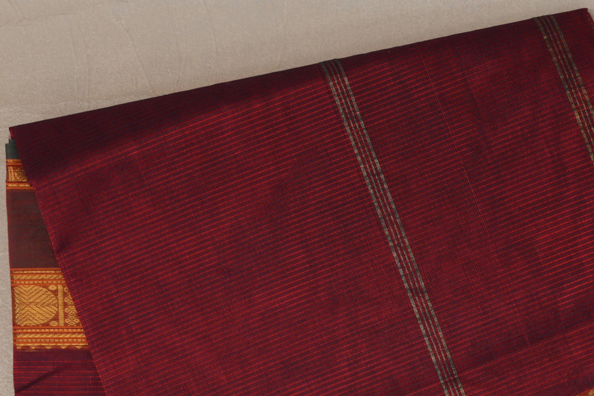Dual Tone of Red & Blue Grey Vegan Silk Cotton Saree body