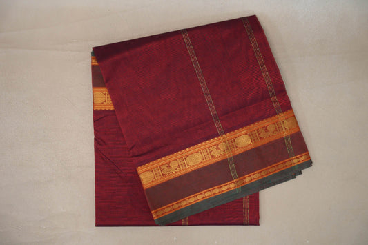Dual Tone of Red & Blue Grey Vegan Silk Cotton Saree