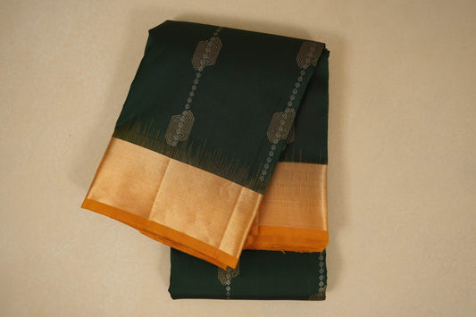 Bottle green light weight kanchipuram silk saree