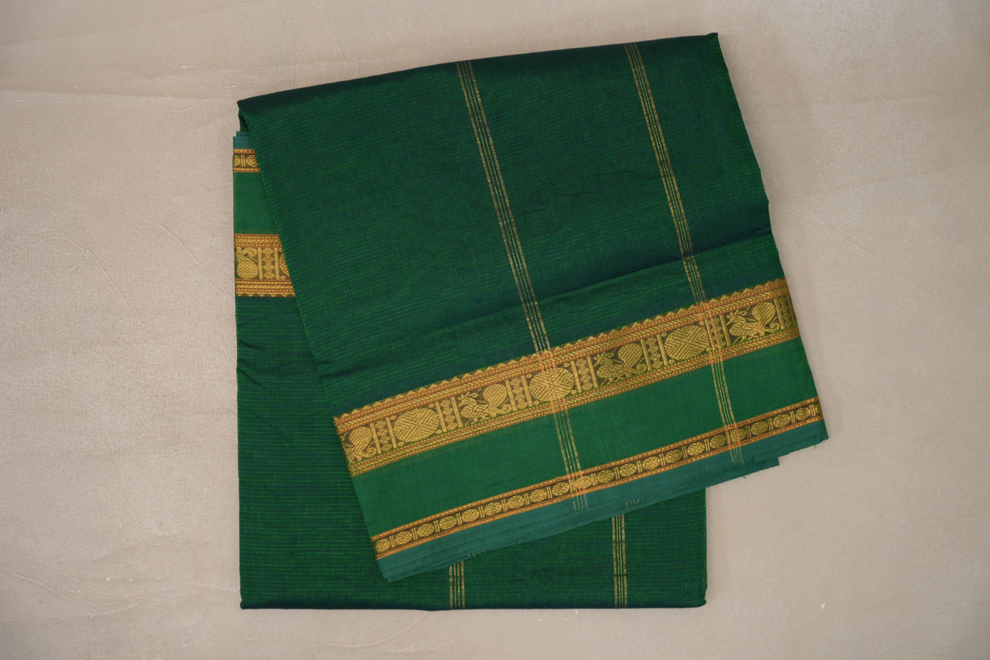 Deep Emerald Green Vegan Silk Cotton Saree 
