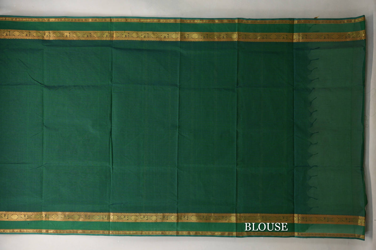 Deep Emerald Green Vegan Silk Cotton Saree blouse
