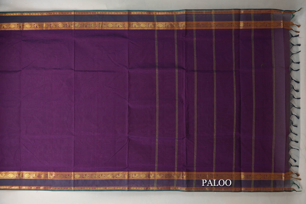 Deep Purple Vegan Silk Cotton Saree paloo