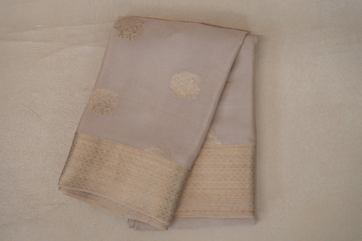 Dark Beige Mysore Silk Saree