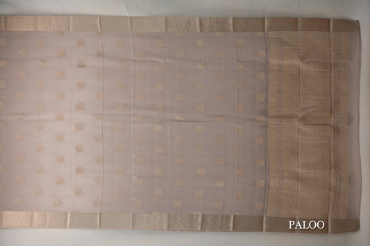 Dark Beige Mysore Silk Saree paloo