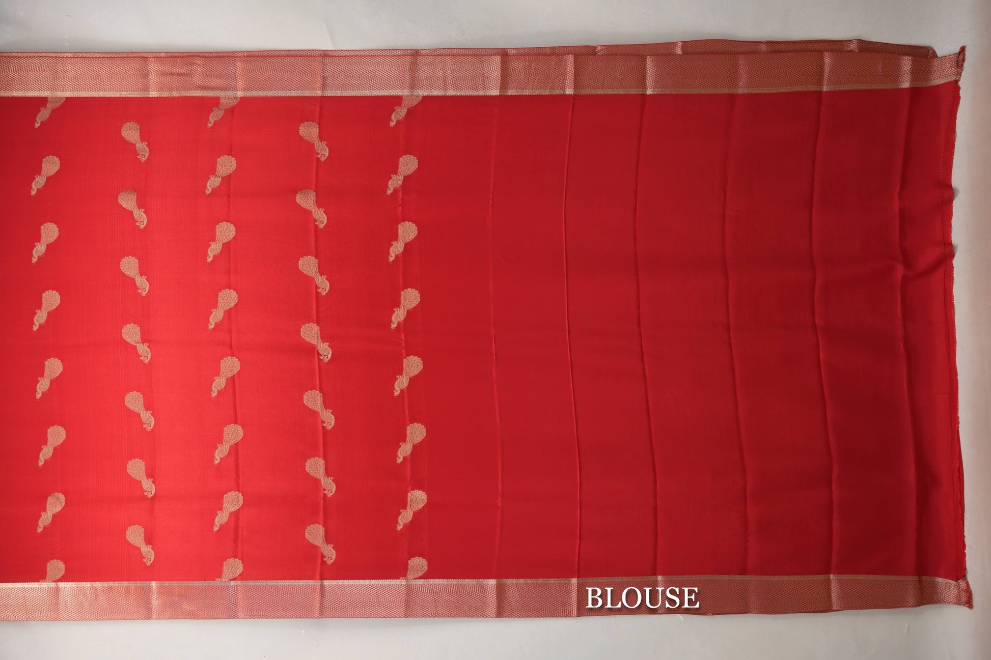 Bright Red Mysore Silk Saree blouse