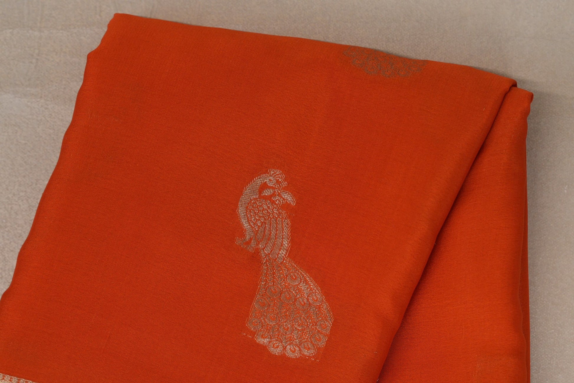 Burnt Orange Mysore Silk Saree body