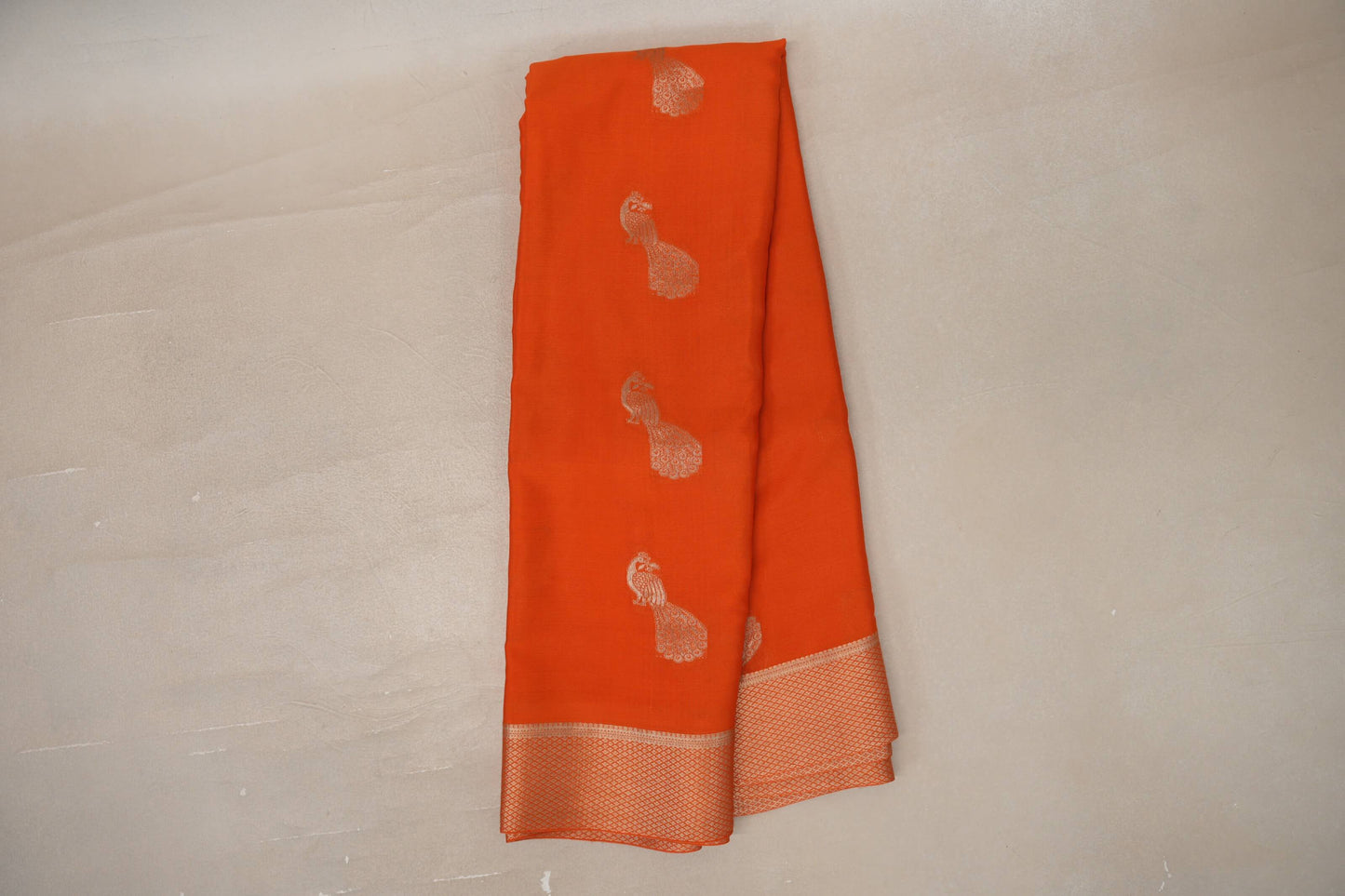 Online Burnt Orange Mysore Silk Saree