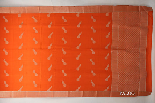 Burnt Orange Mysore Silk Saree paloo