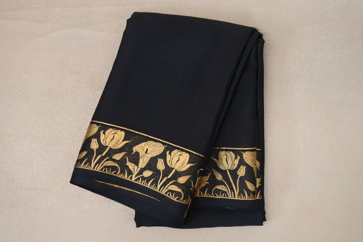 Black Mysore Silk Saree