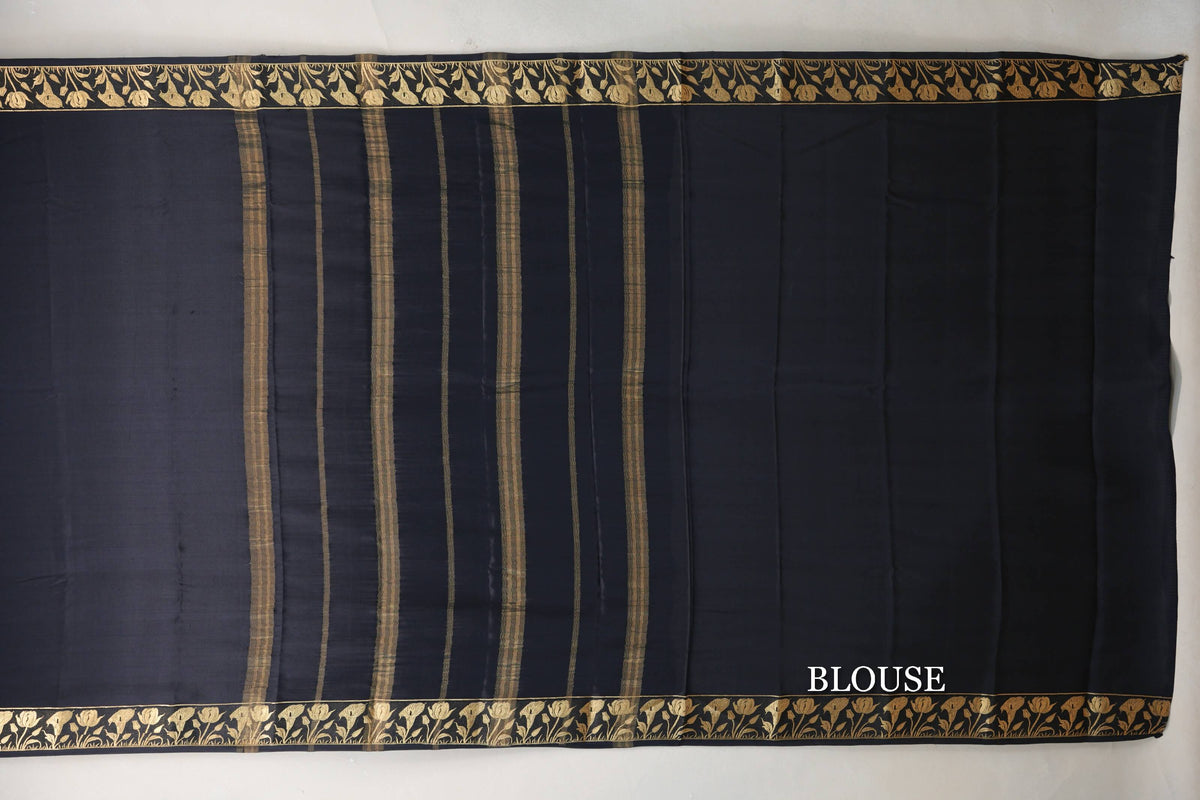 Black Mysore Silk Saree blouse