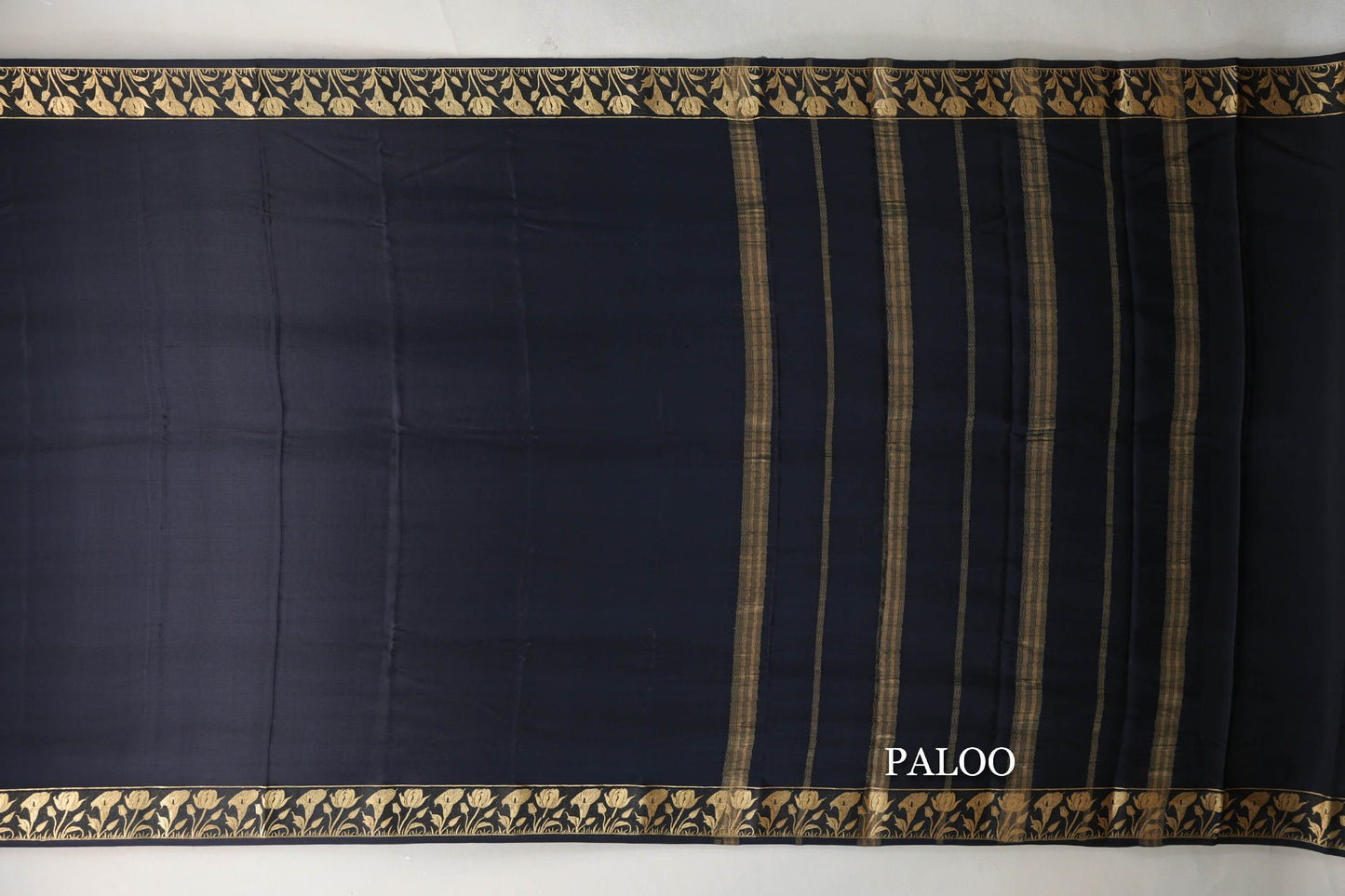 Black Mysore Silk Saree paloo
