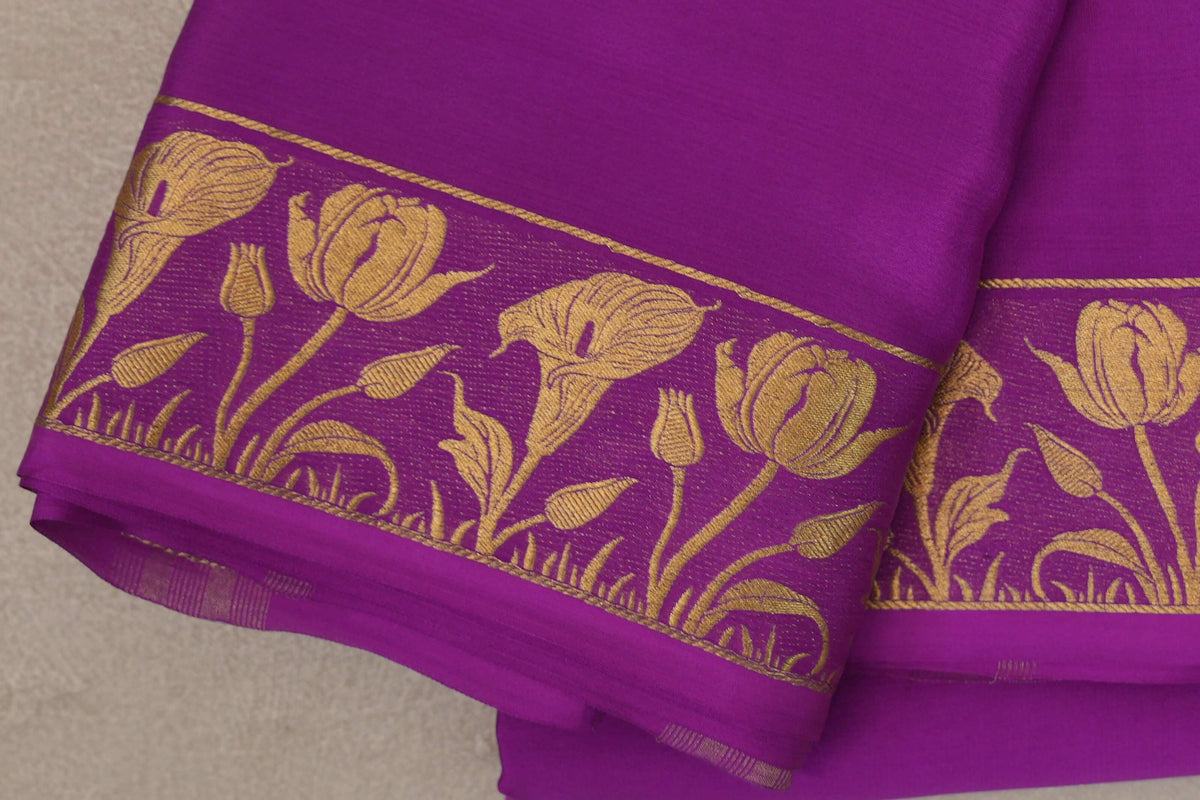 Magenta Purple Mysore Silk Saree border
