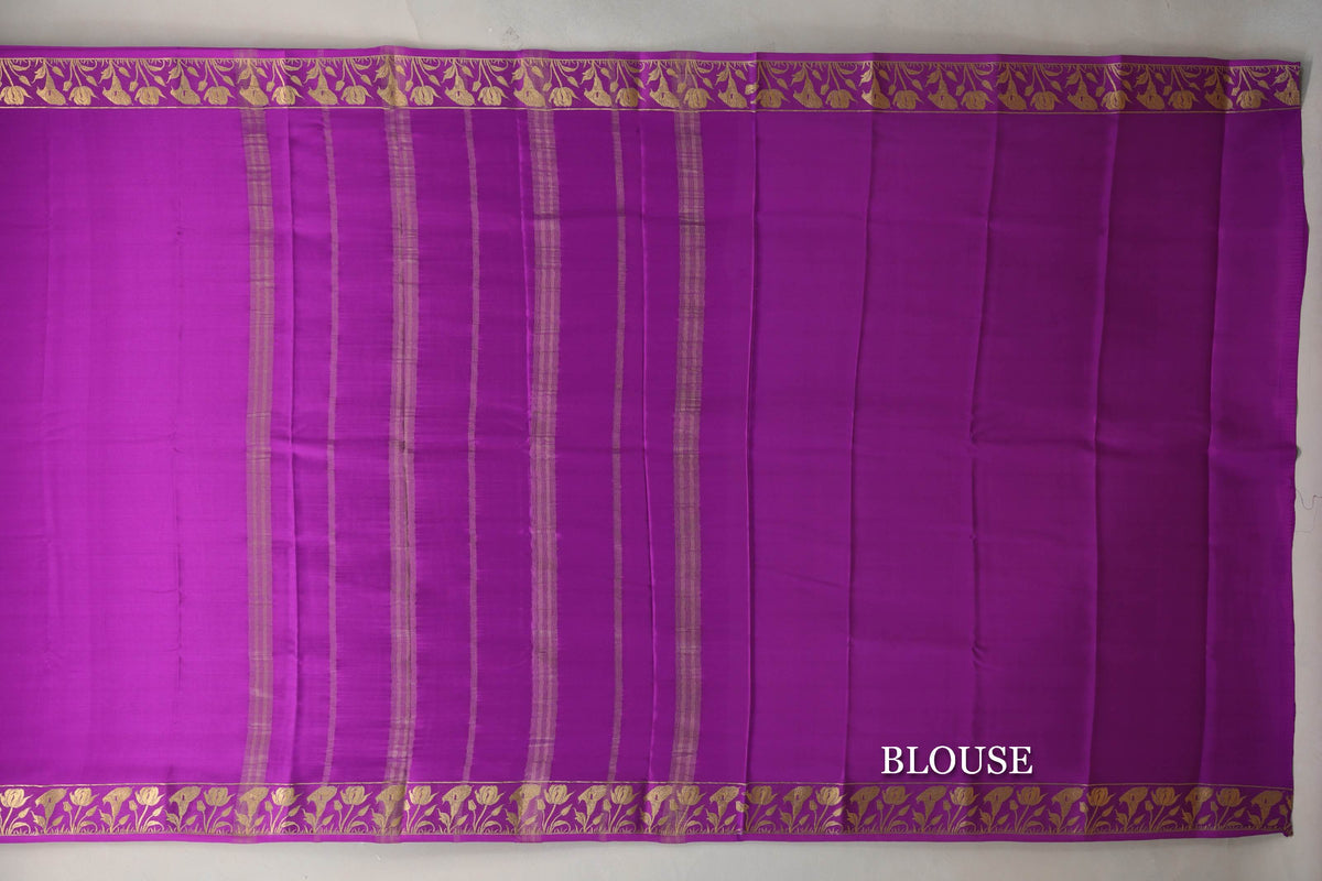 Magenta Purple Mysore Silk Saree blouse