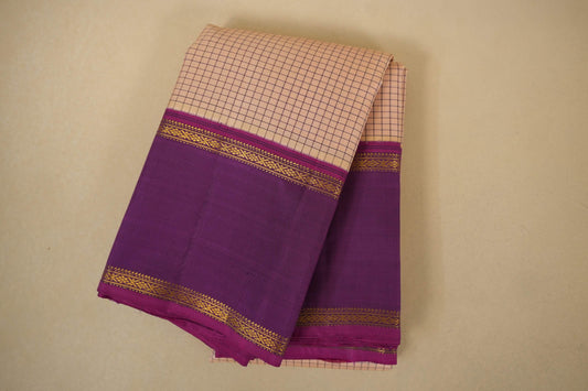 folded Off White Vintage Kanjivaram Silk Saree