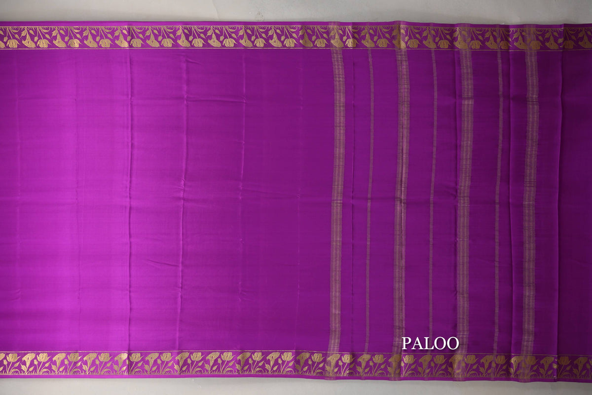 Magenta Purple Mysore Silk Saree paloo