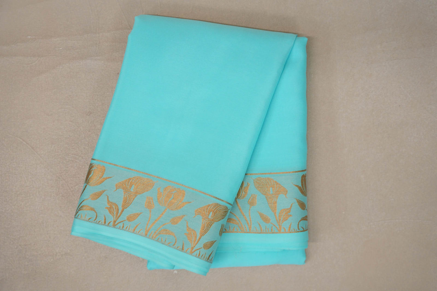 Light Aqua Blue Mysore Silk Saree