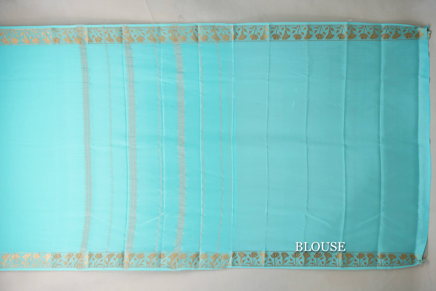 Light Aqua Blue Mysore Silk Saree blouse