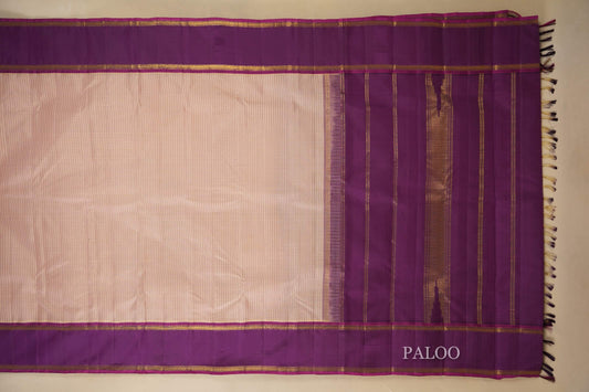 Off White Vintage Kanjivaram Silk Saree paloo