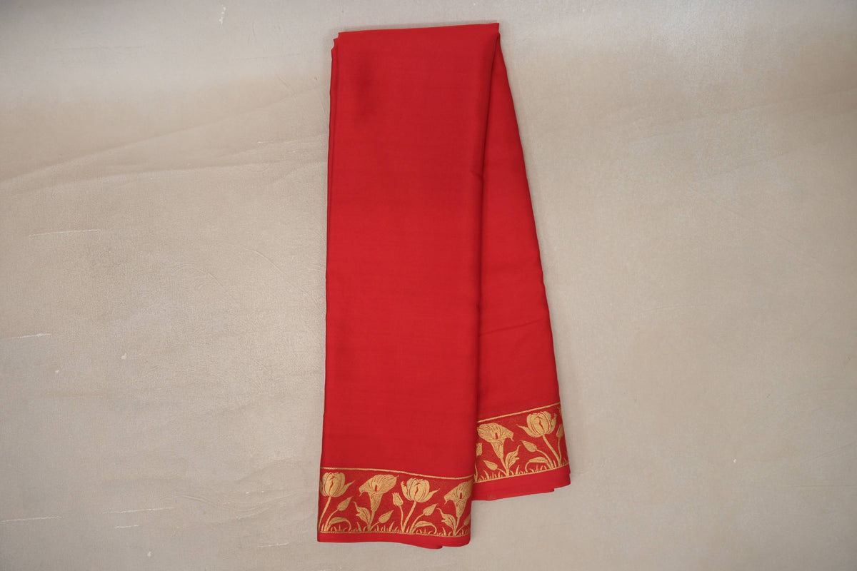 Online Tomato Red Mysore Silk Saree 