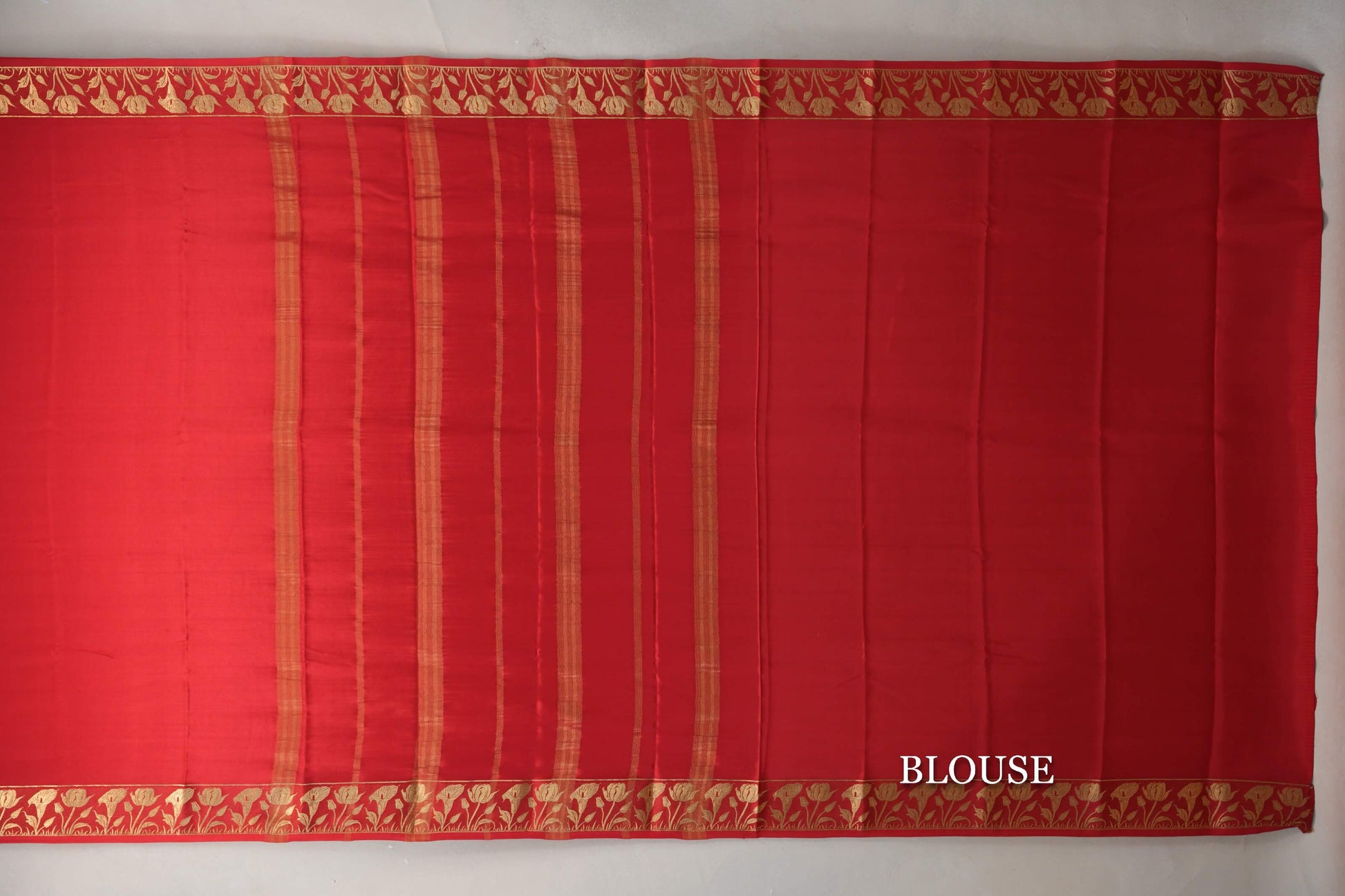 Tomato Red Mysore Silk Saree blouse