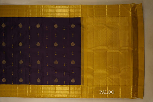 purple kanjivaram silk saree paloo