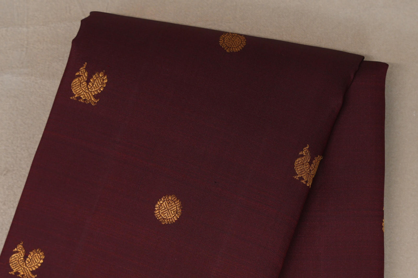 Deep Maroon with Mustard Yellow Borders Vintage Kanjivaram Silk Saree body
