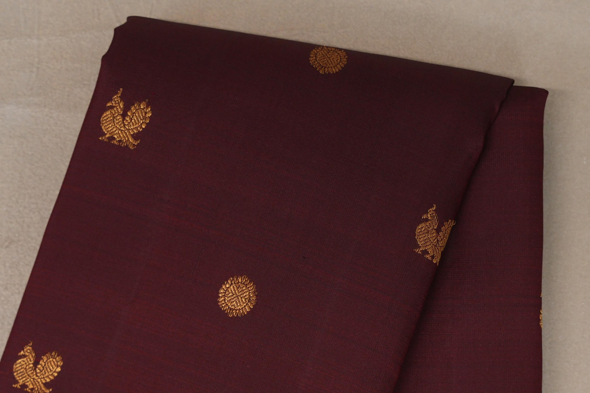 Deep Maroon with Mustard Yellow Borders Vintage Kanjivaram Silk Saree body