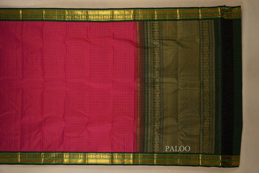 Rani Pink Kanjivaram Silk Saree paloo
