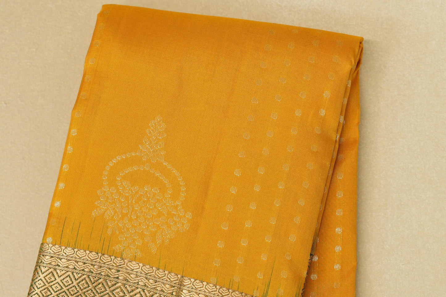 Mango Yellow with Bottle Green Borders Light Weight Kanjivaram Silk Saree SS8824