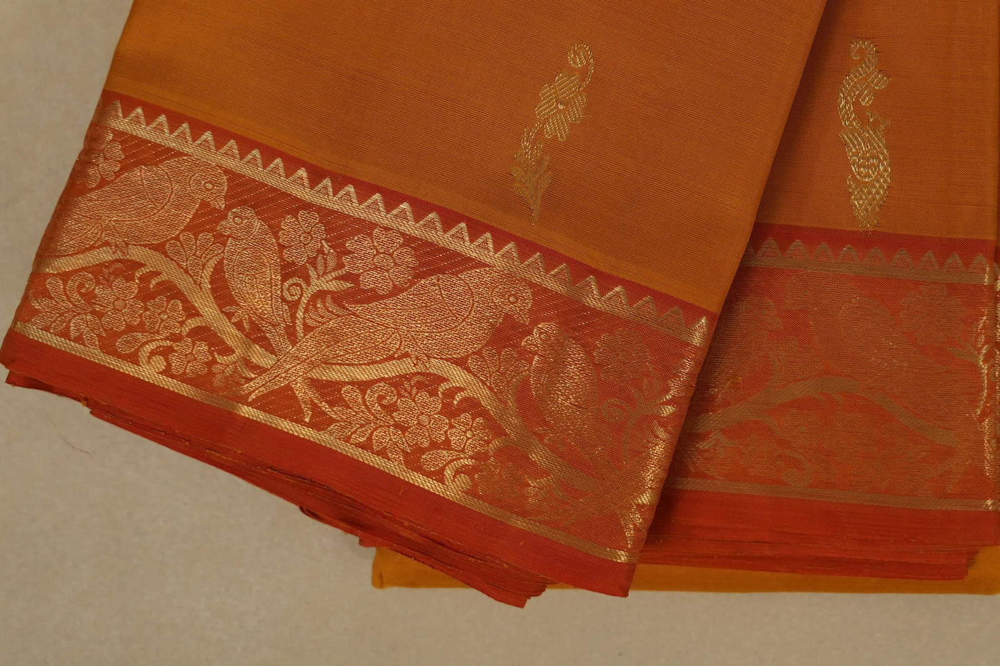 Mustard Kanjivaram Silk Saree border zoom