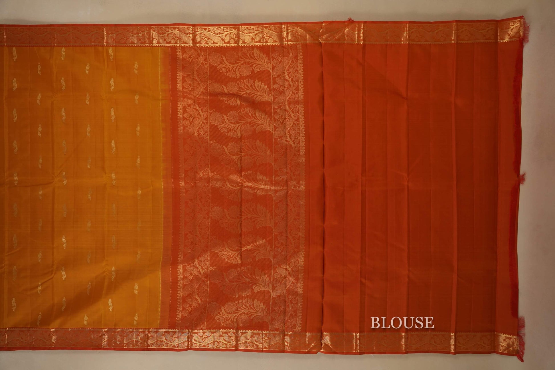 Mustard Kanjivaram Silk Saree  blouse