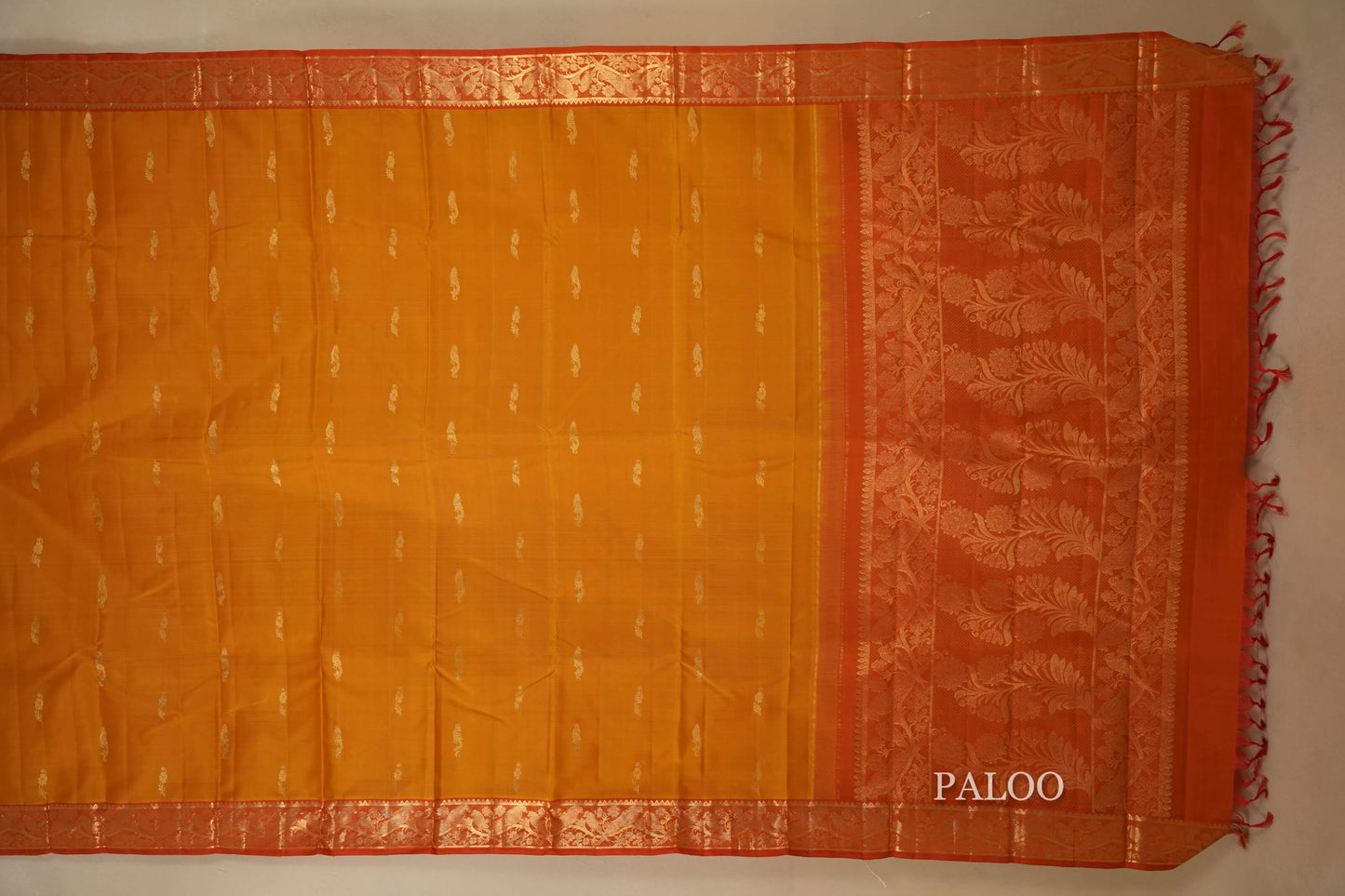 Mustard Kanjivaram Silk Saree  paloo