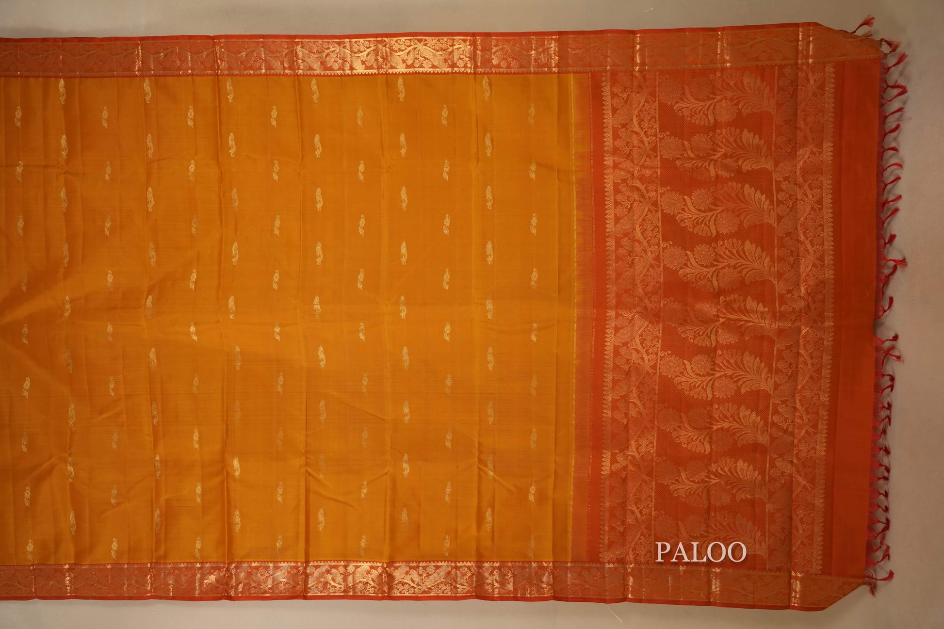 Mustard Kanjivaram Silk Saree  paloo