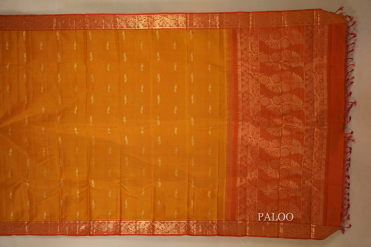 Mustard Kanjivaram Silk Saree  paloo