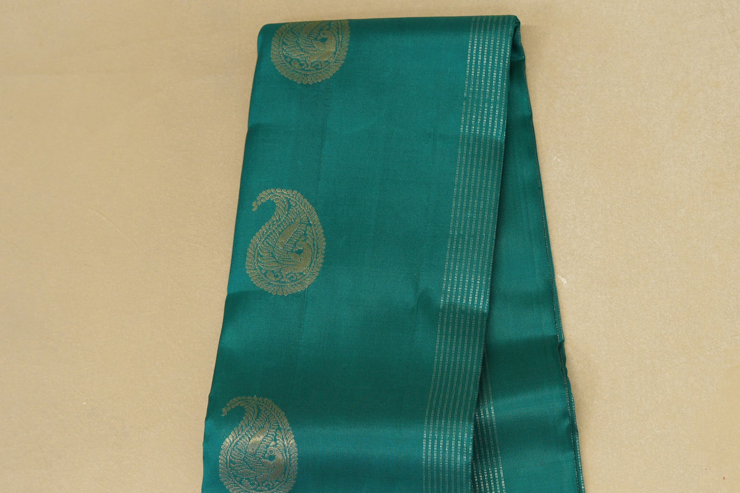 Teal Green with Red Borders Light Weight Kanjivaram Silk Saree SS8825