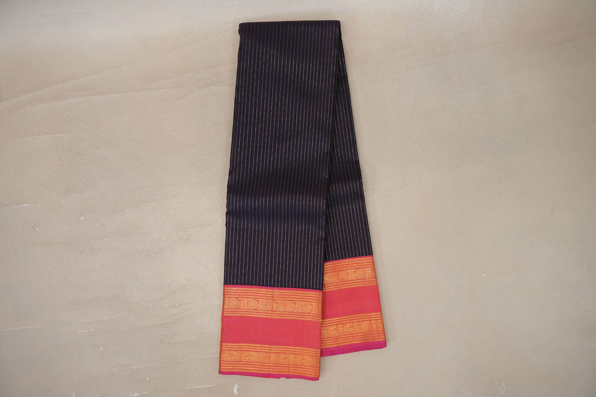 Deep Plum Brown Vintage Kanjivaram Silk Saree Paloo  online