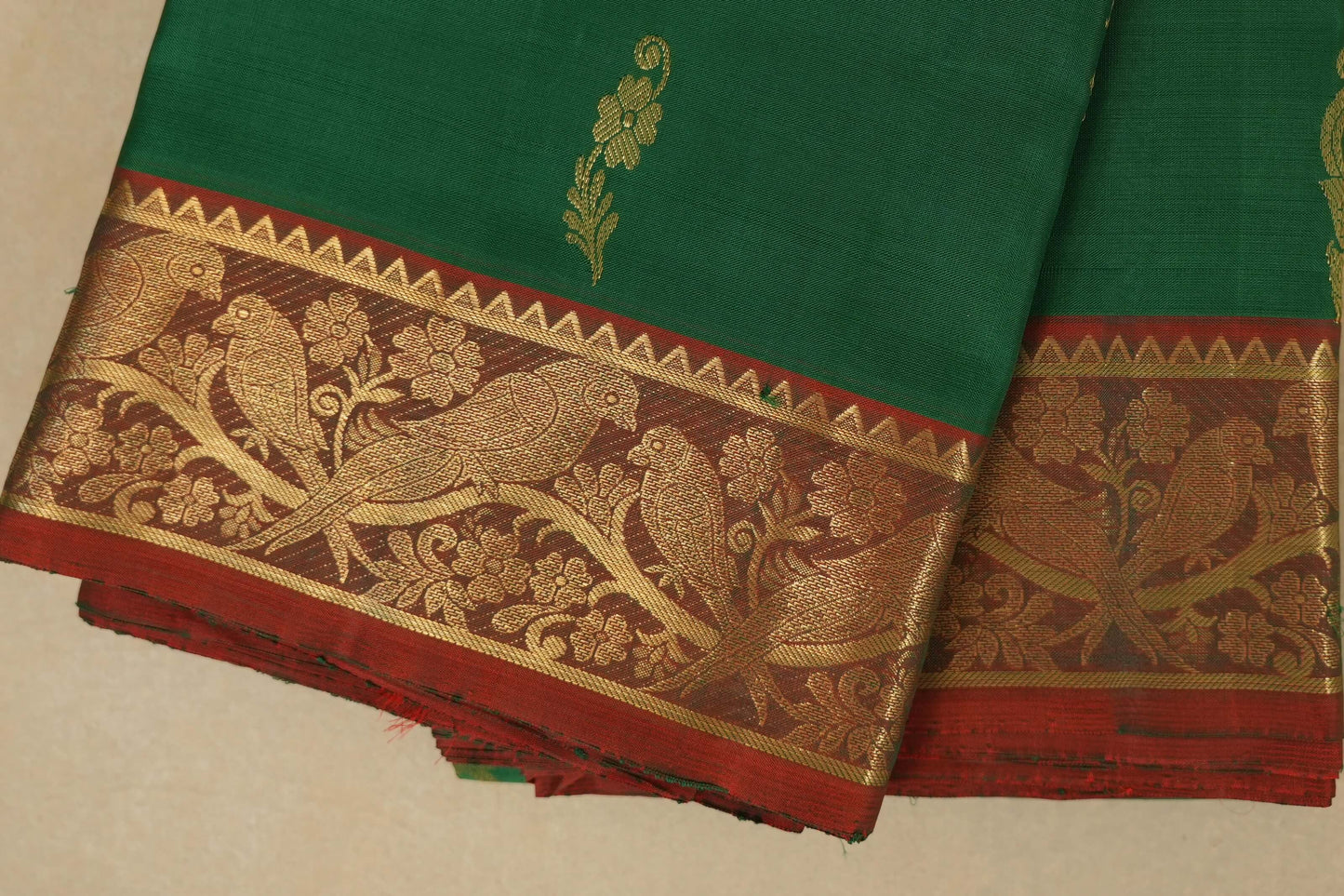 Green Kanjivaram Silk Saree border