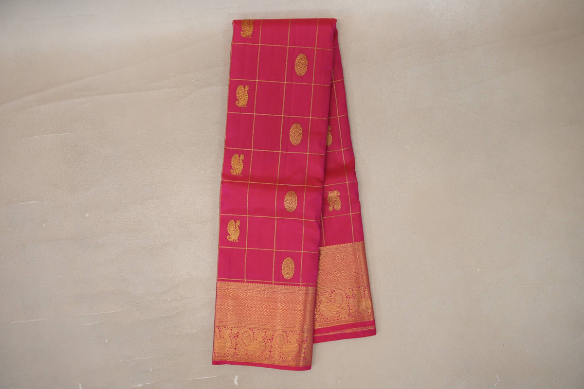 Bright Rani Pink Vintage Kanjivaram Silk Saree online