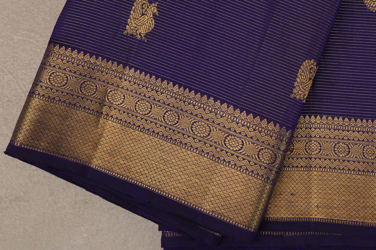 Violet Purple Vaira Oosi Vintage Kanjivaram Silk Saree border zoom