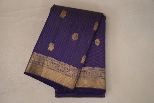 folded Violet Purple Vaira Oosi Vintage Kanjivaram Silk Saree
