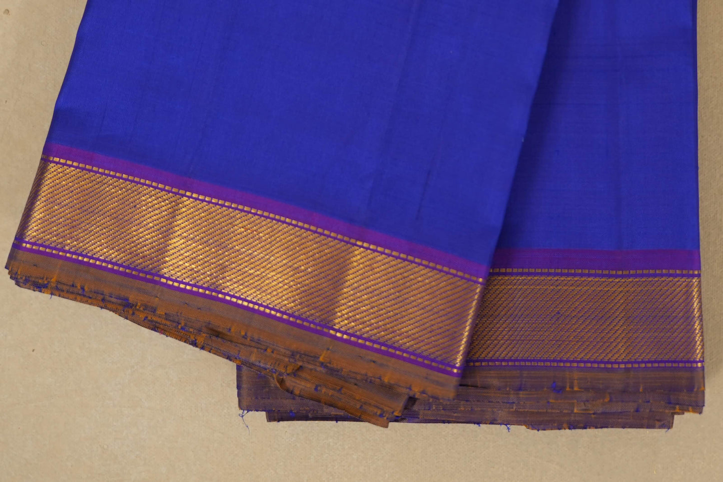 Navy Blue Kanchipuram Silk Saree border zoom