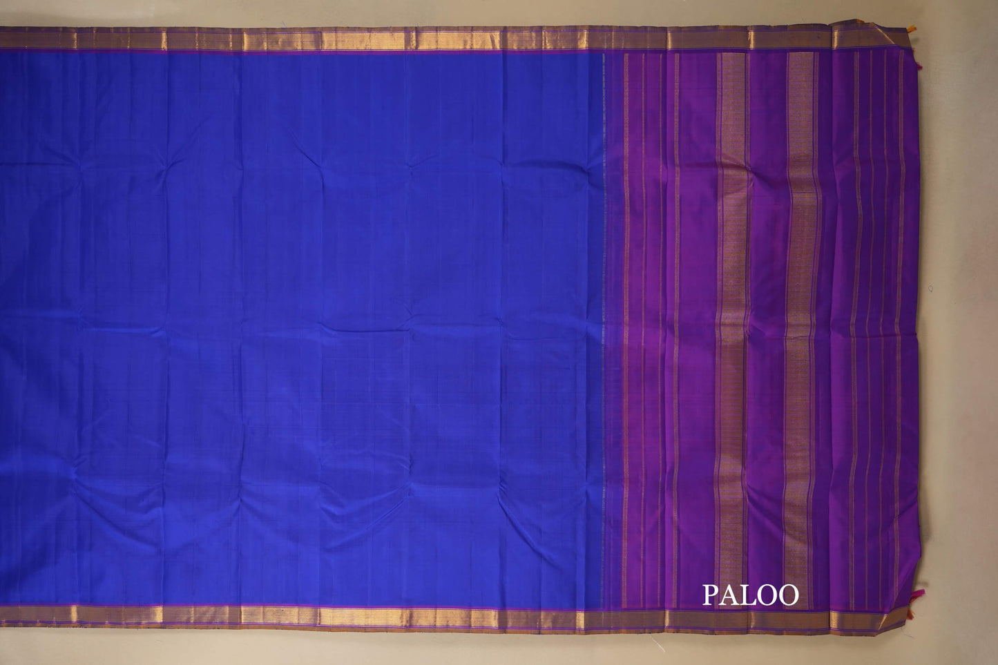 Navy Blue Kanjivaram Silk Saree paloo