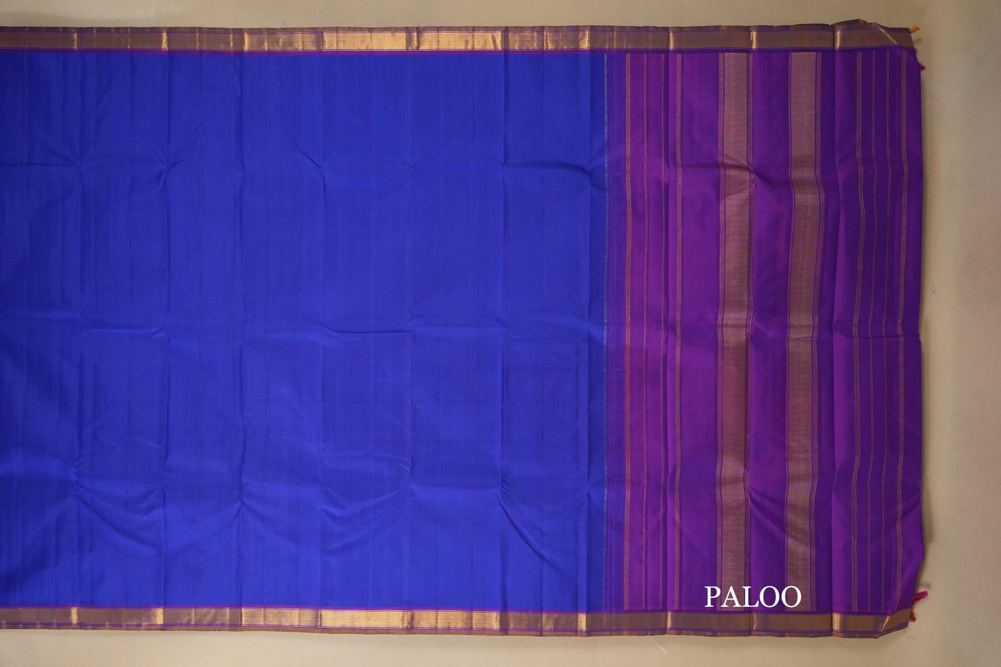 Navy Blue Kanjivaram Silk Saree paloo