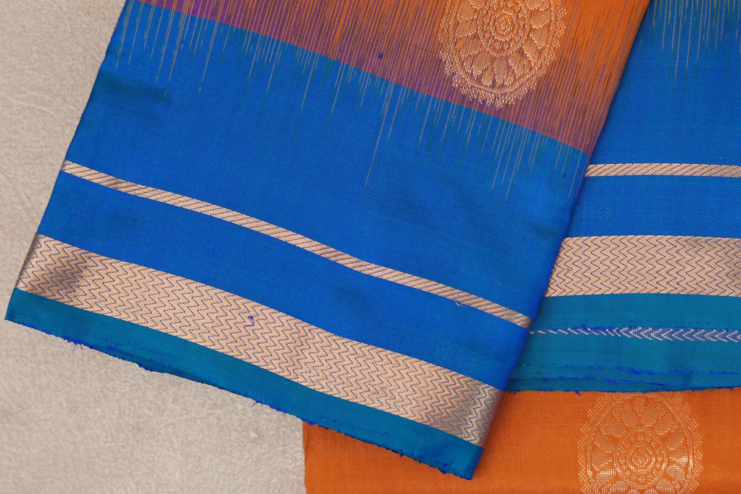 Burnt Orange Light Weight Kanjivaram Silk Saree border